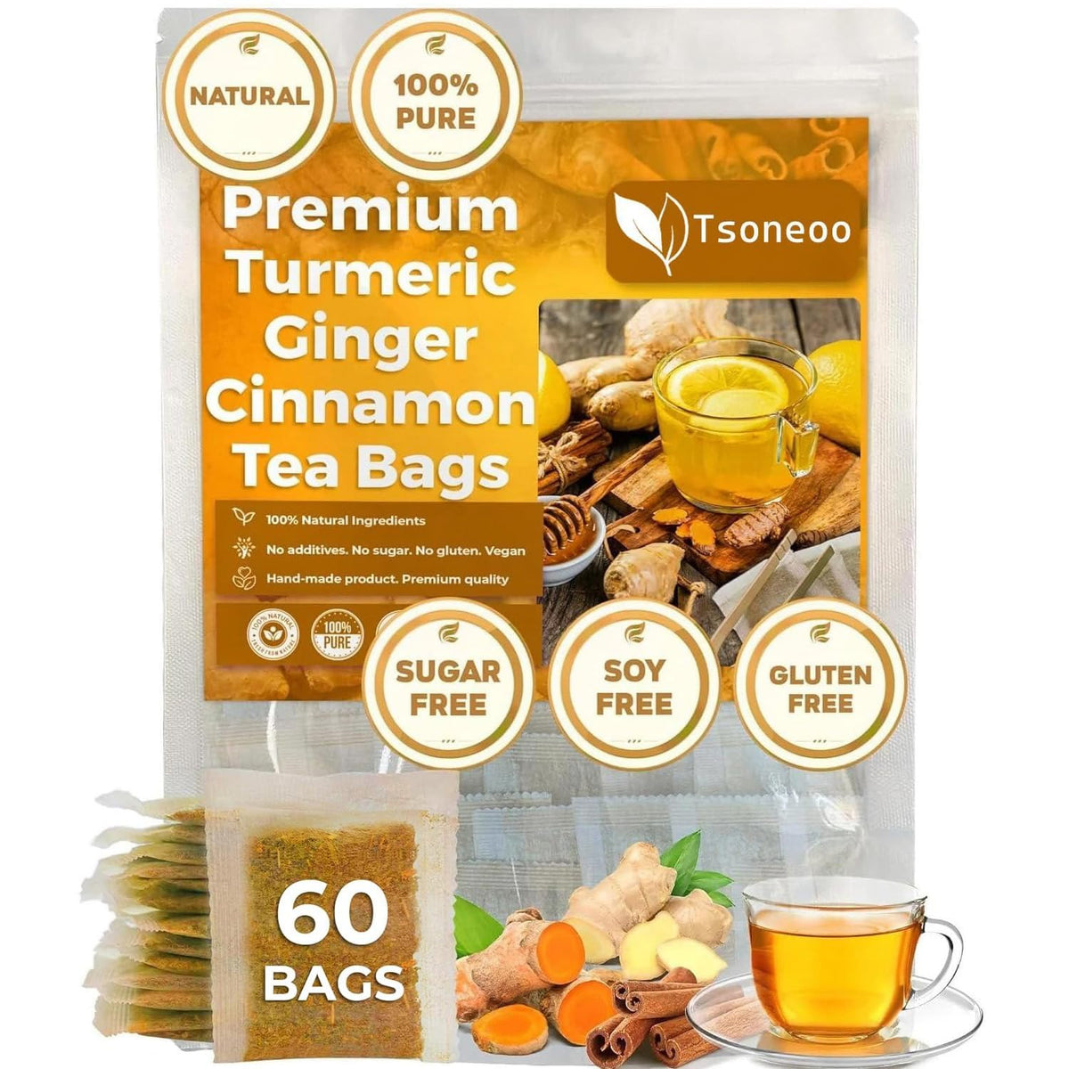 tsoneoo front packaging box showing natural tea blend and benefits