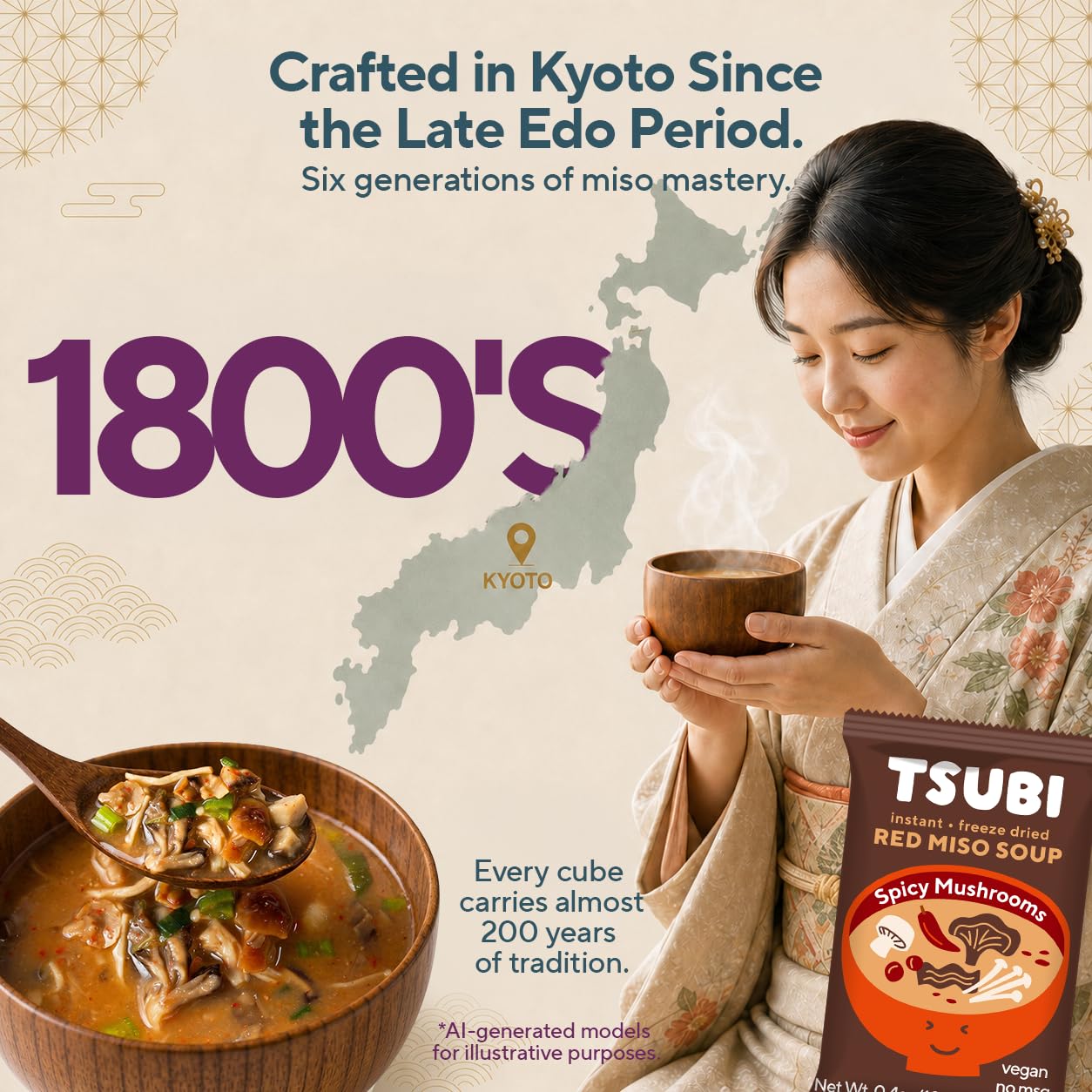 Tsubi Soup served in bowl with tofu and greens demonstrating meal potential