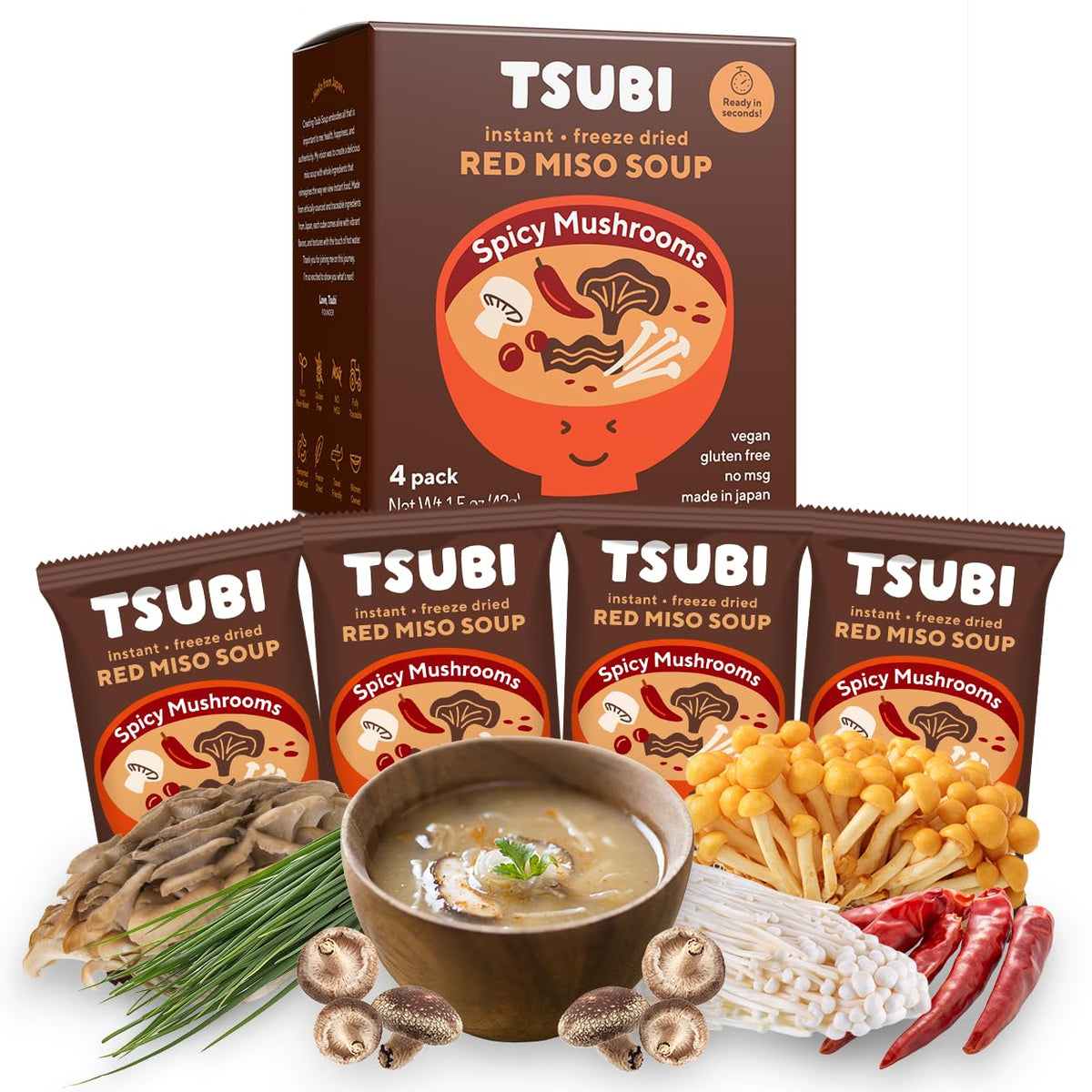 Tsubi Soup front packaging showing red miso flavor and benefits