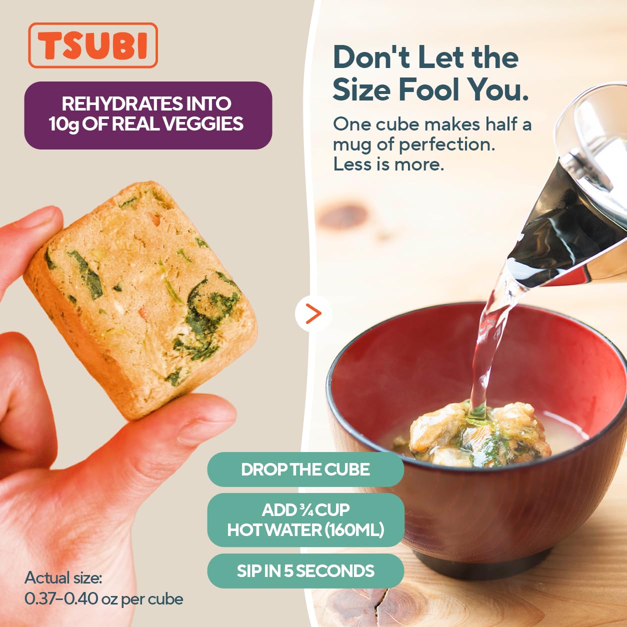 Tsubi Soup red miso cube highlighting spicy mushroom flavor