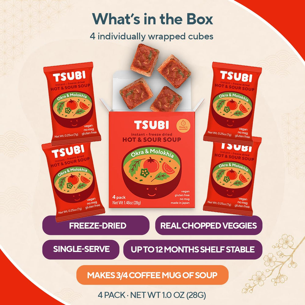 bowl of tomato soup with rice noodles and tofu showing how Tsubi creates a hearty meal base