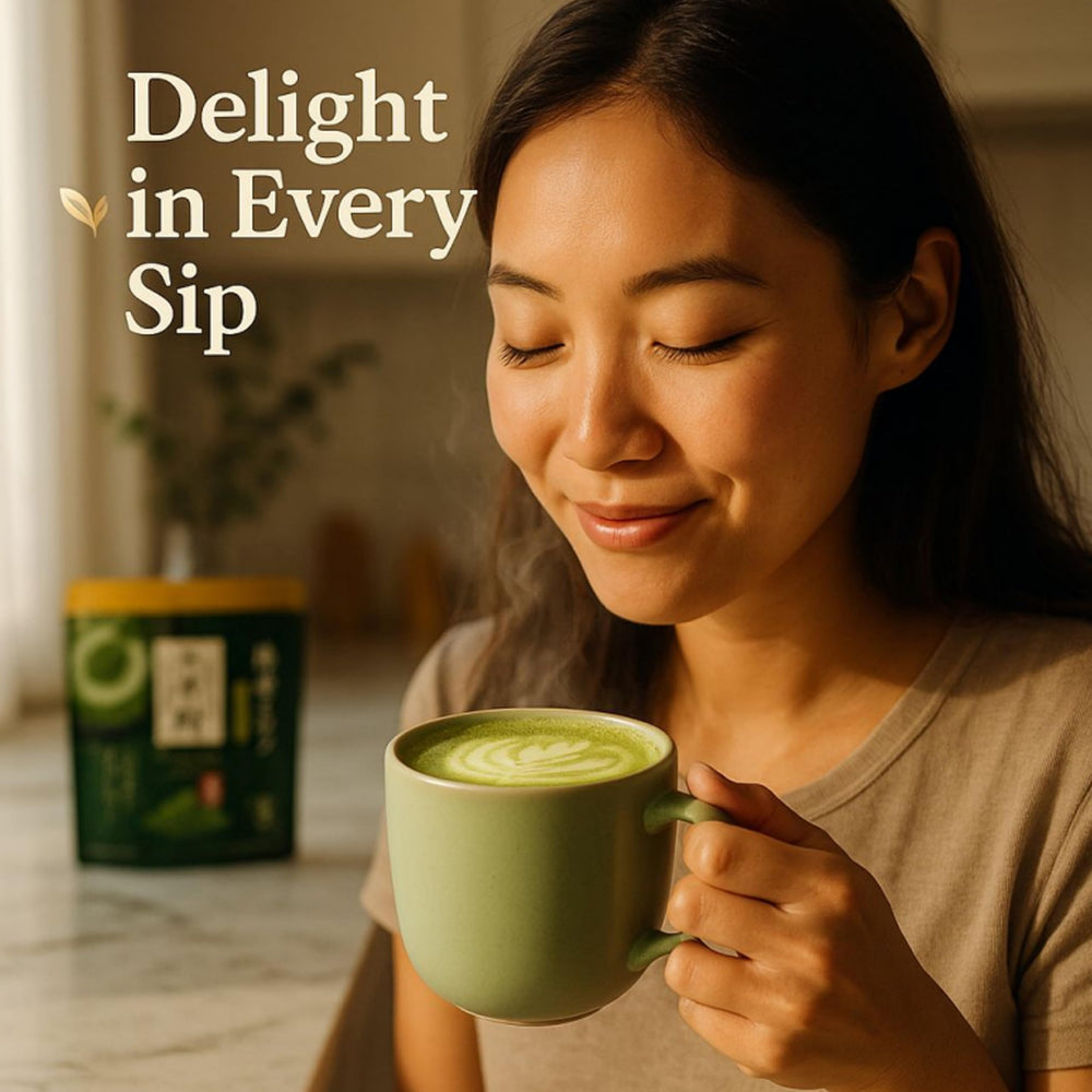 Sakura Box Tsujiri iced matcha latte poured over ice showing refreshing versatility