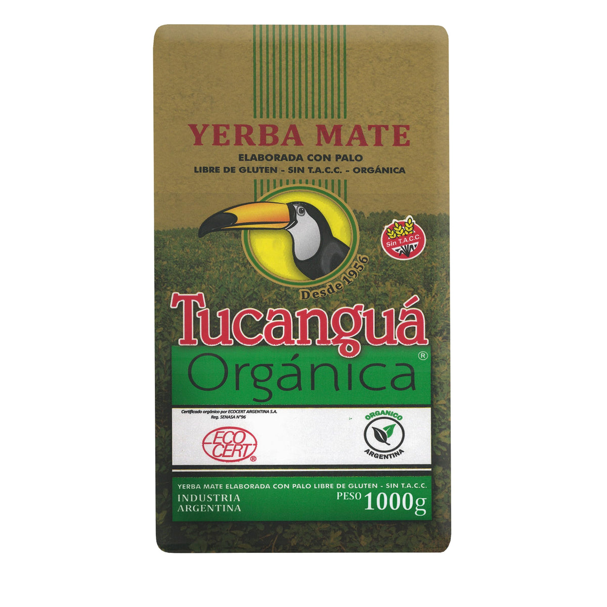 Tucanguá front packaging showing 1 kg bag and organic label for freshness
