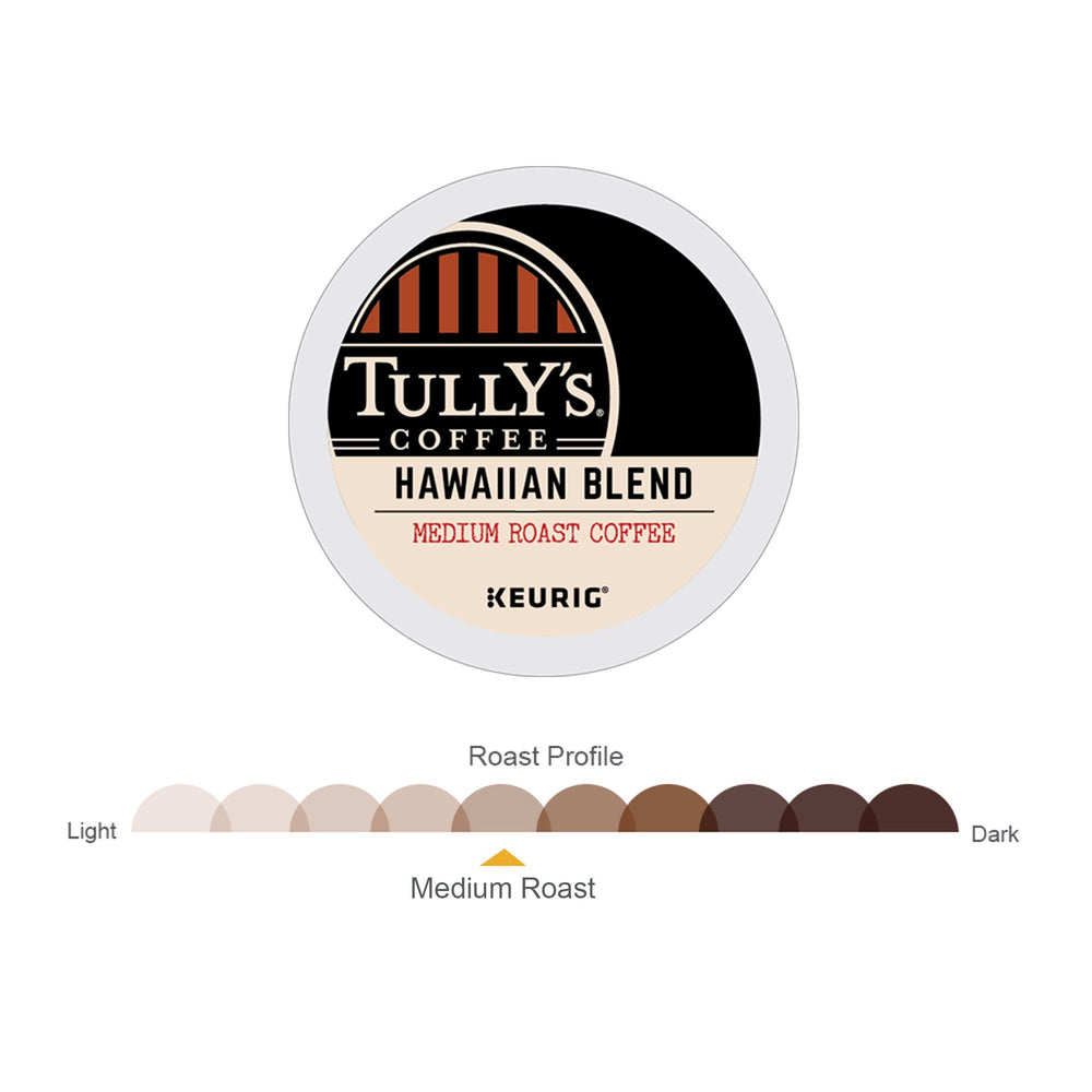 TULLY'S K-Cup next to a measuring spoon showing single-serve portion control
