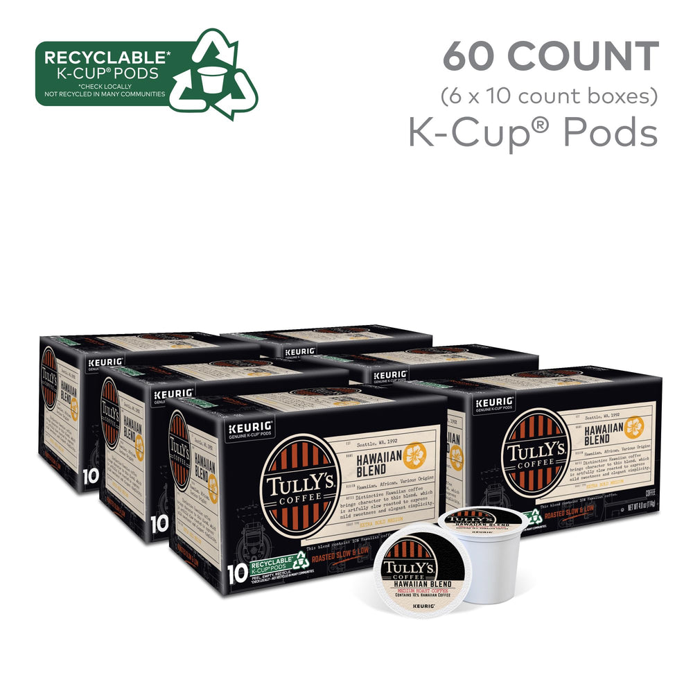 Close-up of a Tully's K-Cup pod highlighting easy single-serve brewing