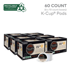 Close-up of a Tully's K-Cup pod highlighting easy single-serve brewing