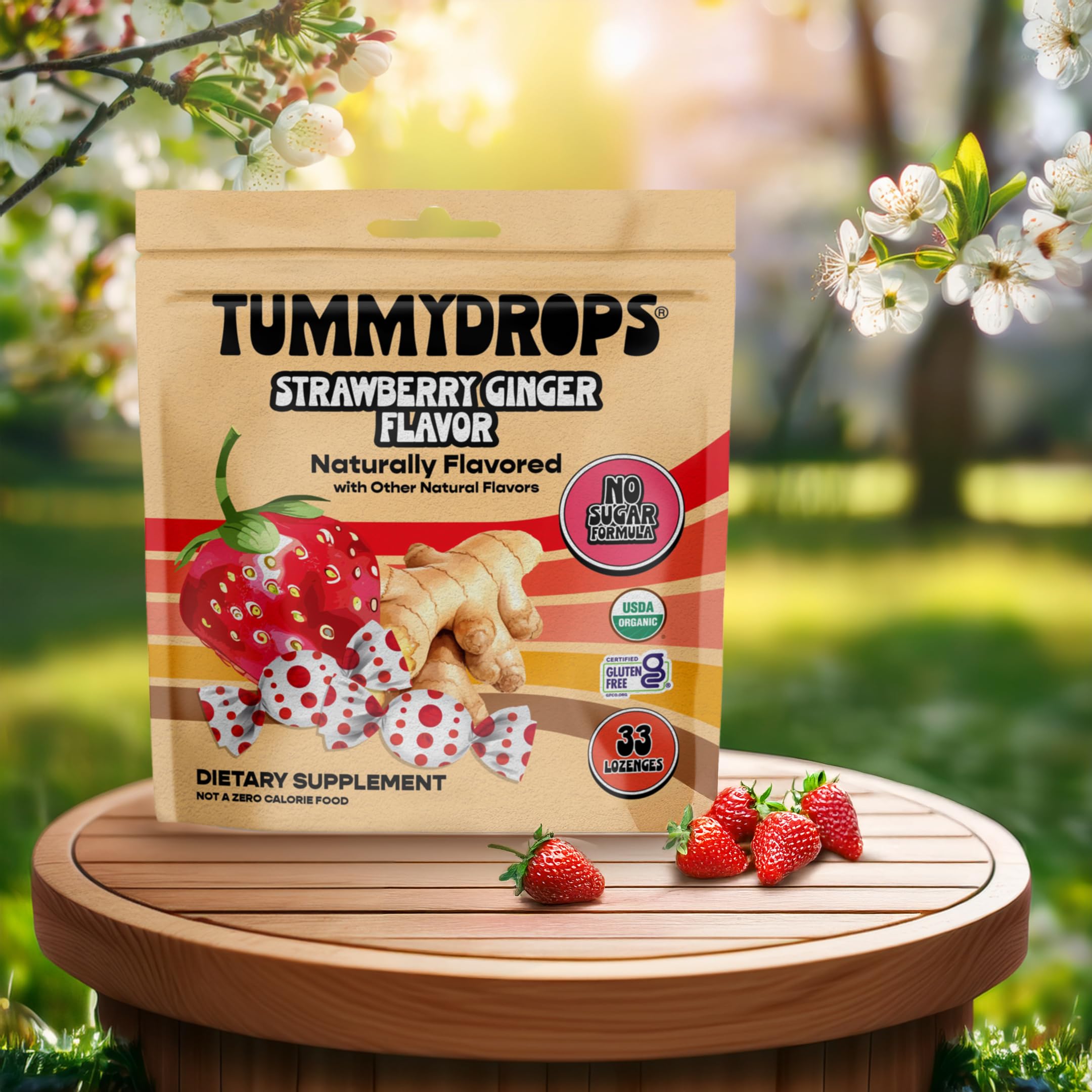 tummydrops ingredients label with certifications visible to reassure organic and gluten-free users