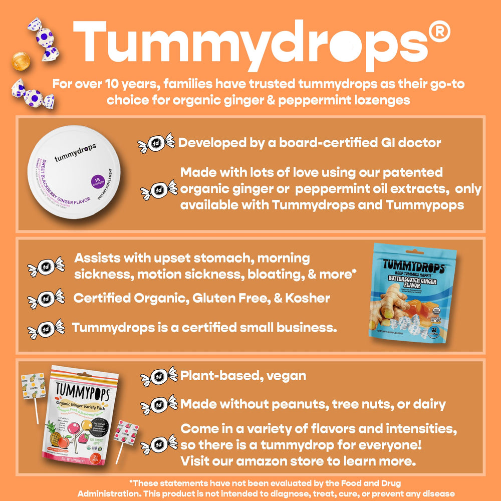 tummydrops single lozenge closeup highlighting intense peppermint kick