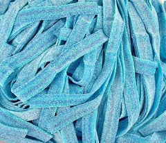 Tundras front bulk bag showing blueberry sour belts and resealable top for freshness