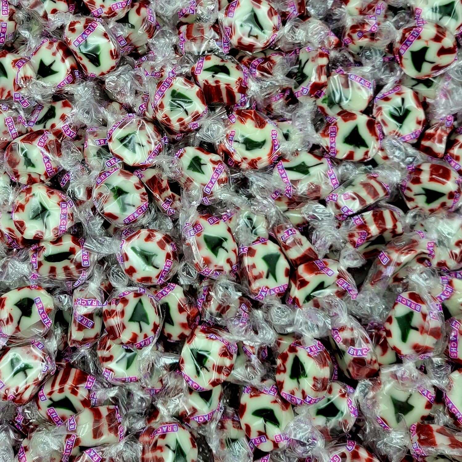 Tundras close-up of nougat texture and green tree design highlighting chew and flavor