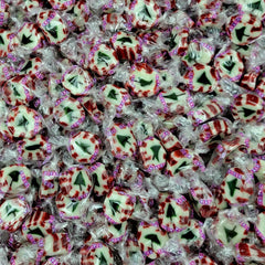 Tundras close-up of nougat texture and green tree design highlighting chew and flavor
