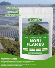 Spoon-sized portion of TUOTAI nori flakes showing serving scale and easy use