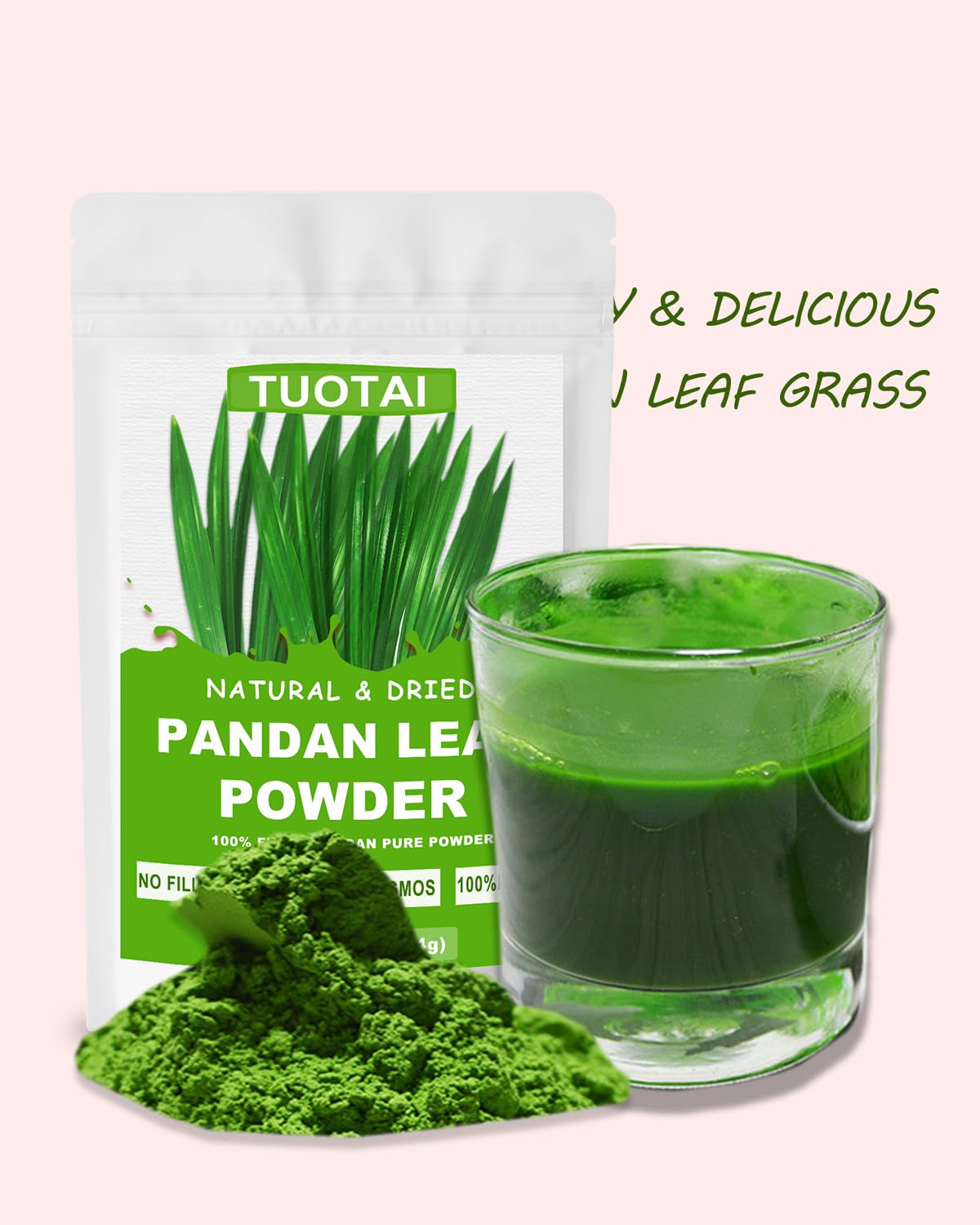 TUOTAI pandan powder cake made with powder illustrating natural green color benefit