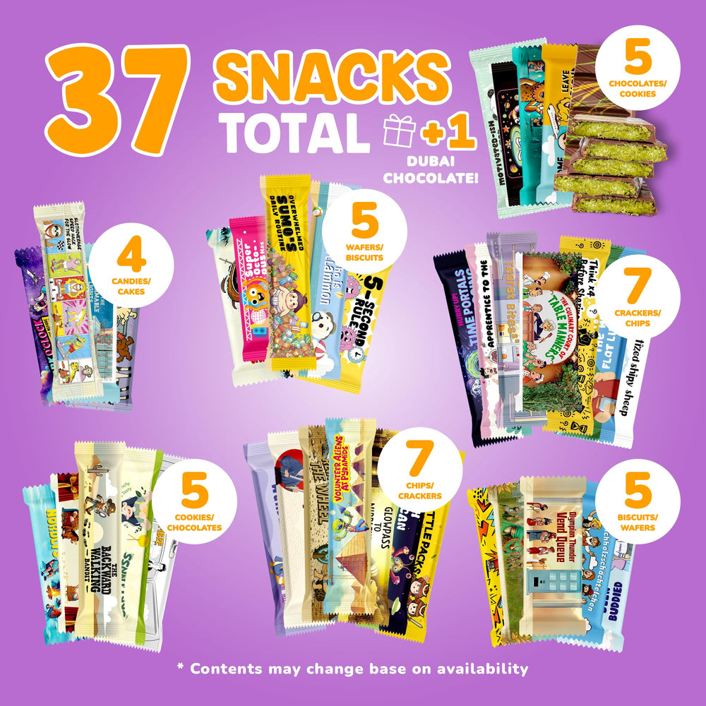 Turkish Munchies open box flatlay, assortment display encourages sharing