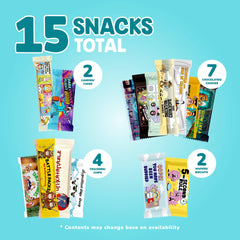 Turkish Munchies open box layout revealing 12 full-size international snacks