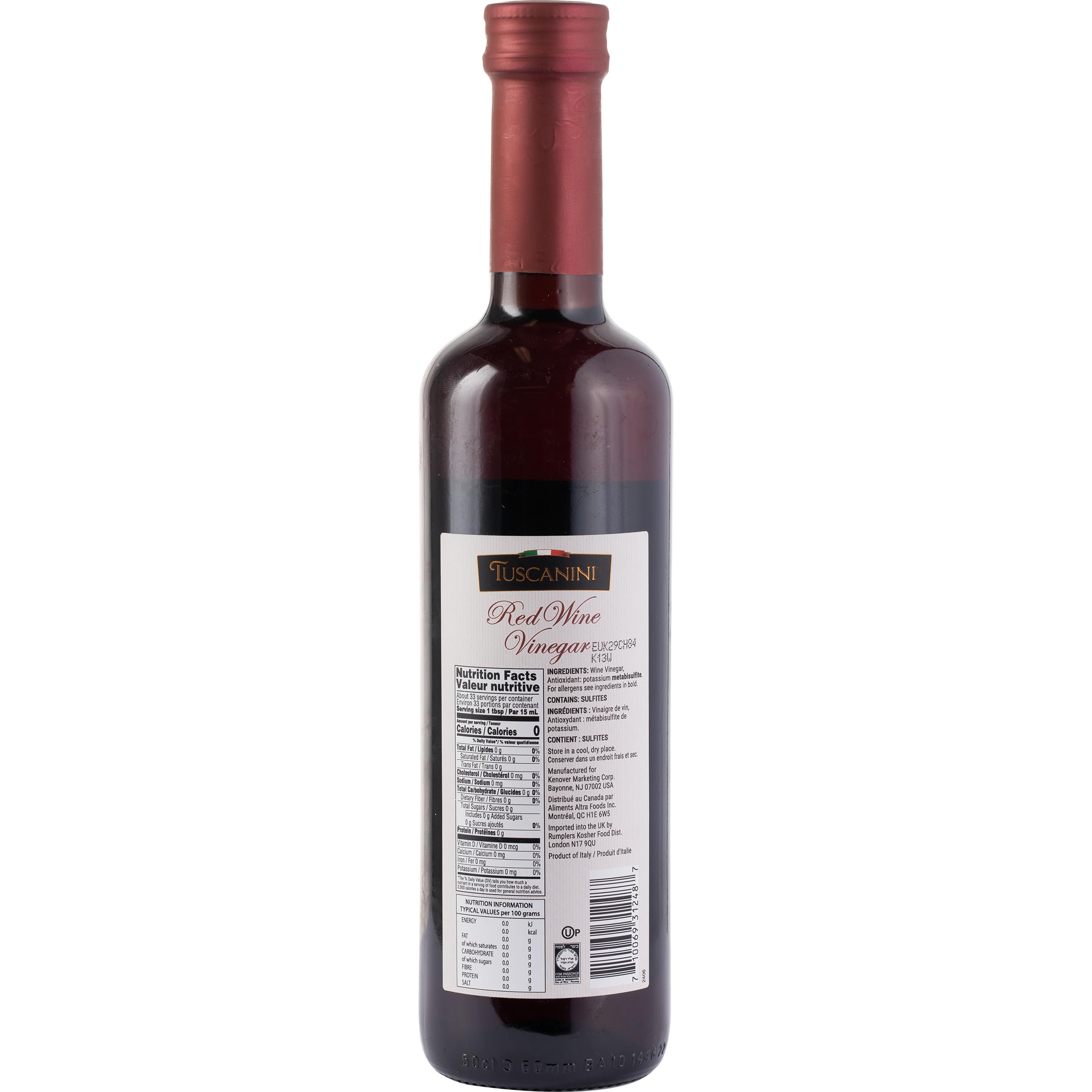 Tuscanini bottle next to apples to show 16.9oz scale and portioning