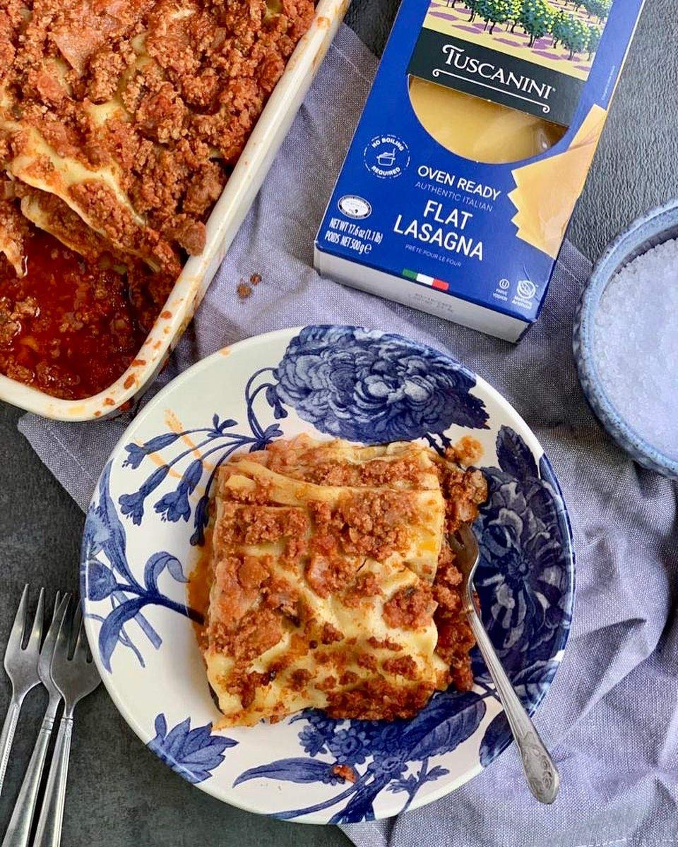 Tuscanini close-up of raw lasagna sheet texture showing durum wheat quality and firm bite
