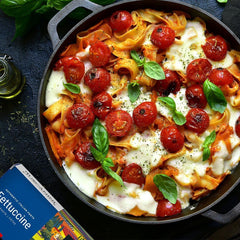 Tuscanini cooked fettuccine plated with sauce highlighting sauce-holding benefit