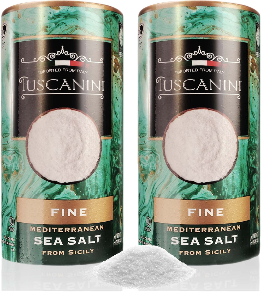 Tuscanini front view 16oz tube showing label and premium Italian sea salt benefits