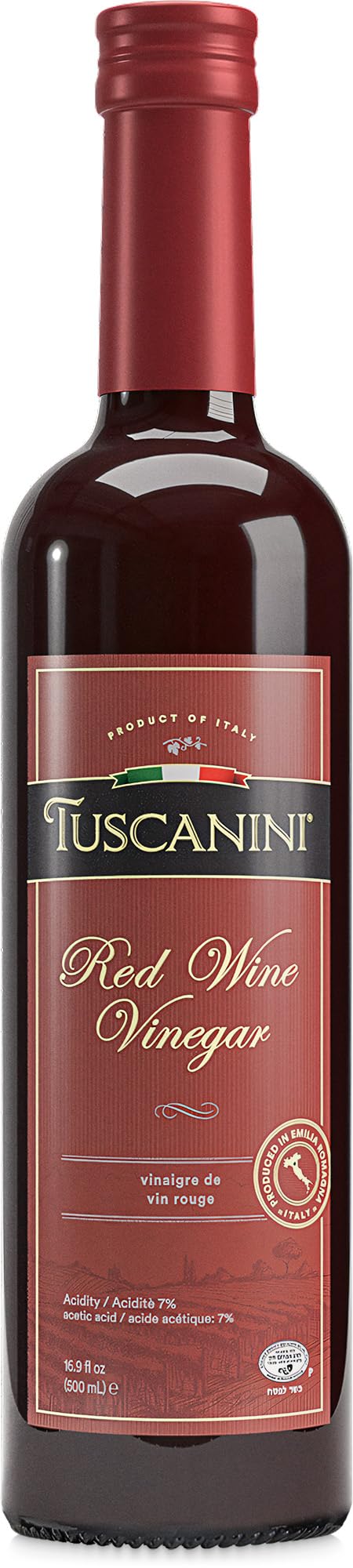Tuscanini front bottle showing label and kosher mark for quality