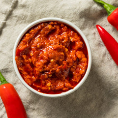 Tuscanini peppers spooned onto pizza and bruschetta, adds bright savory heat to dishes