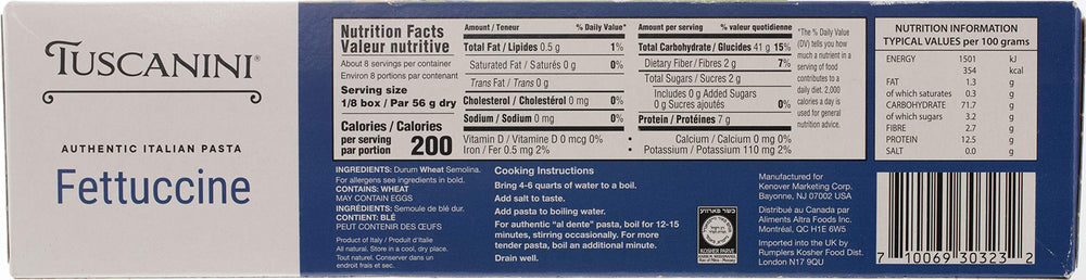 Tuscanini label close-up showing kosher certification and simple ingredients benefit