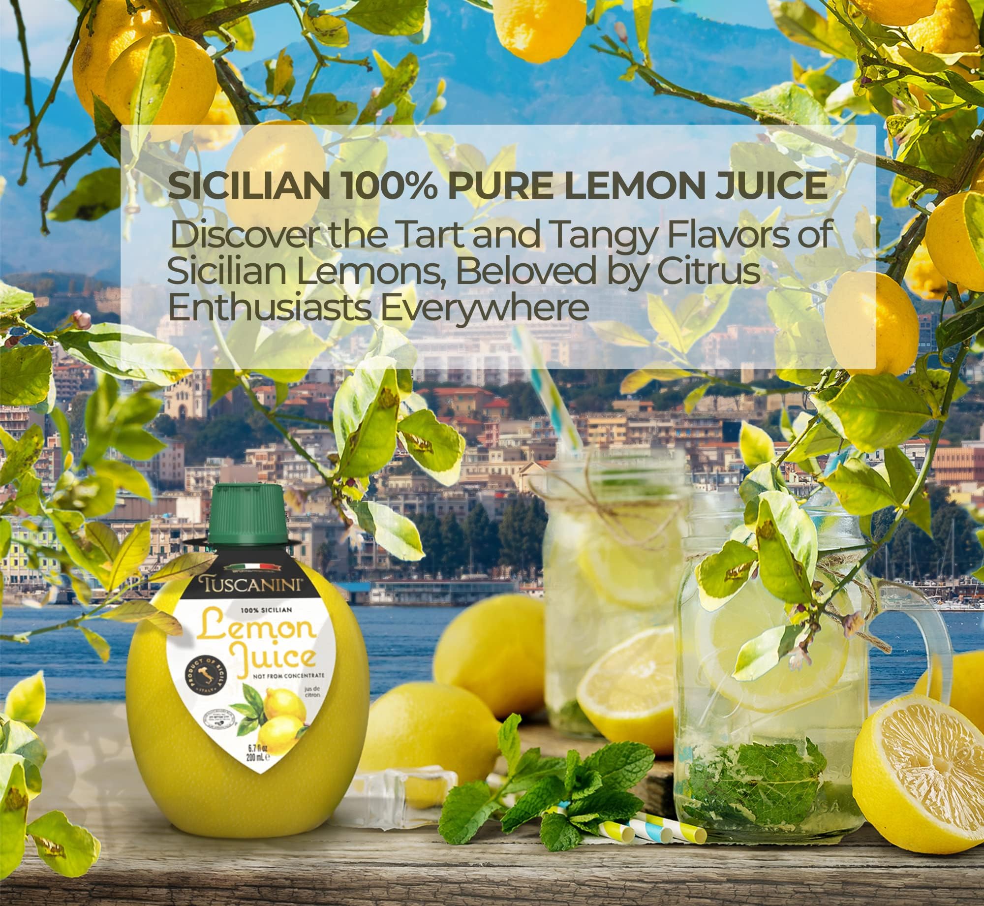 Tuscanini lemon-shaped bottle close-up offering easy squeeze convenience