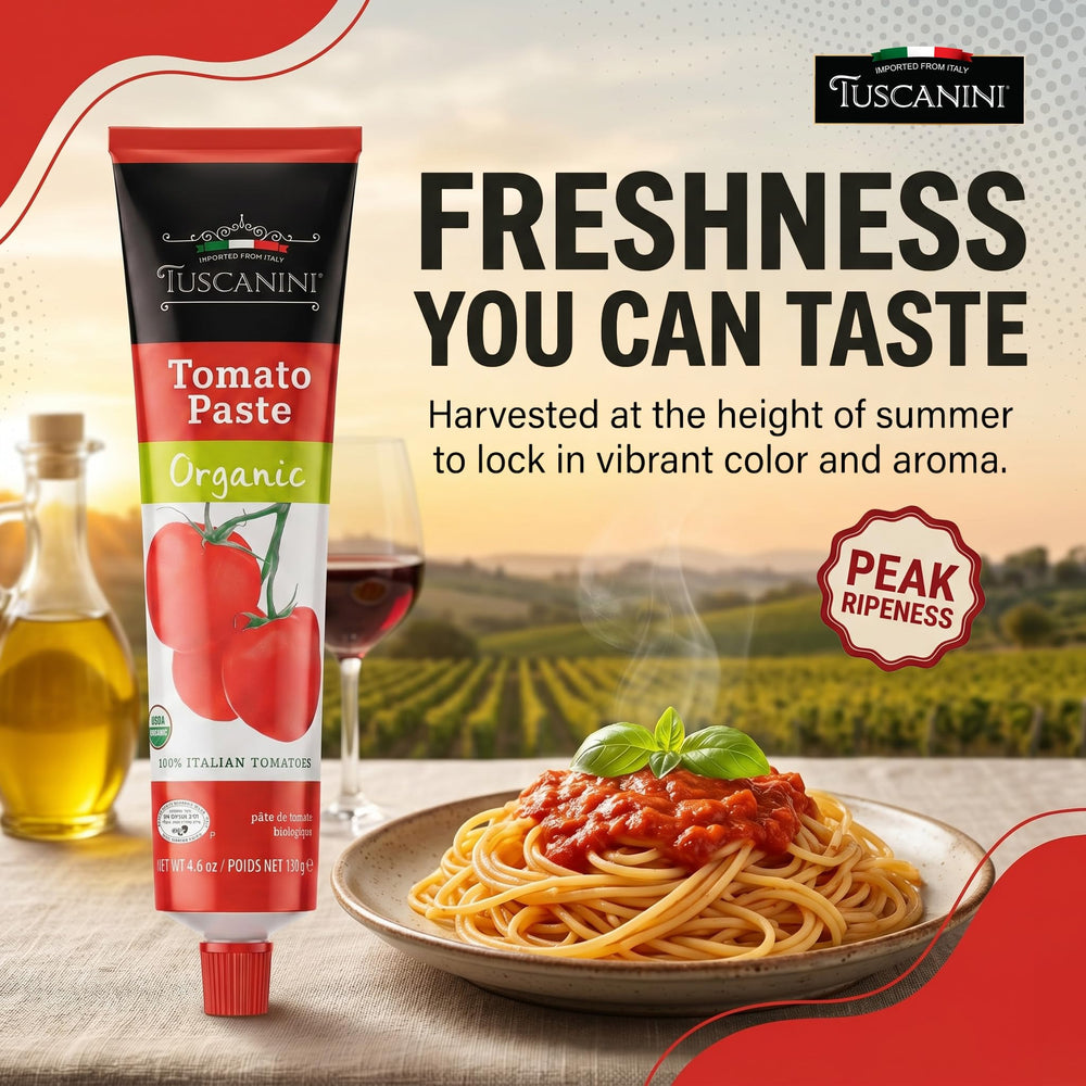 Tuscanini paste texture close-up showing rich double-concentrated tomato consistency