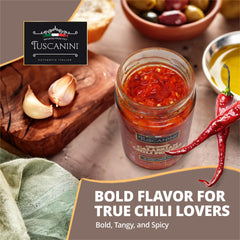 Tuscanini spoon lifting peppers showing ready-to-use convenience