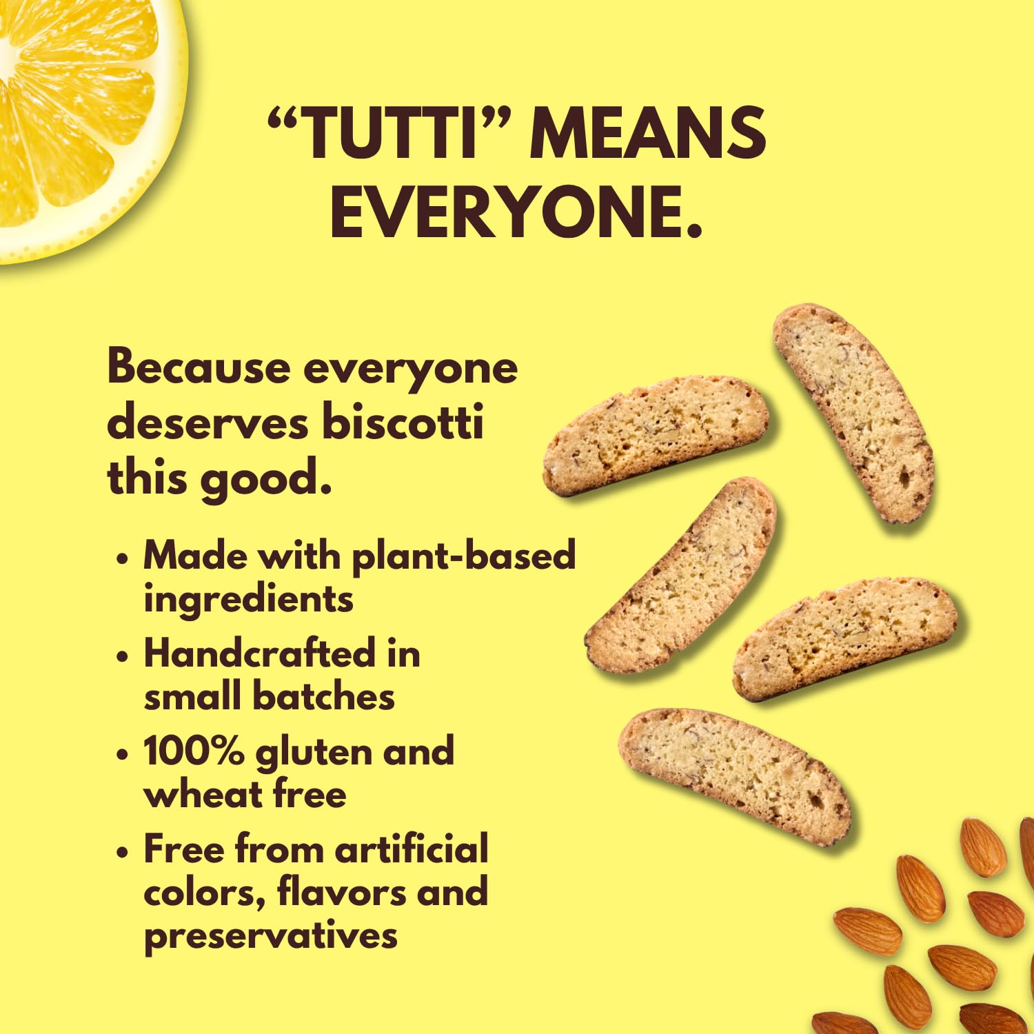 Tutti Gourmet biscotti placed next to a steaming coffee cup, ideal dunking pairing
