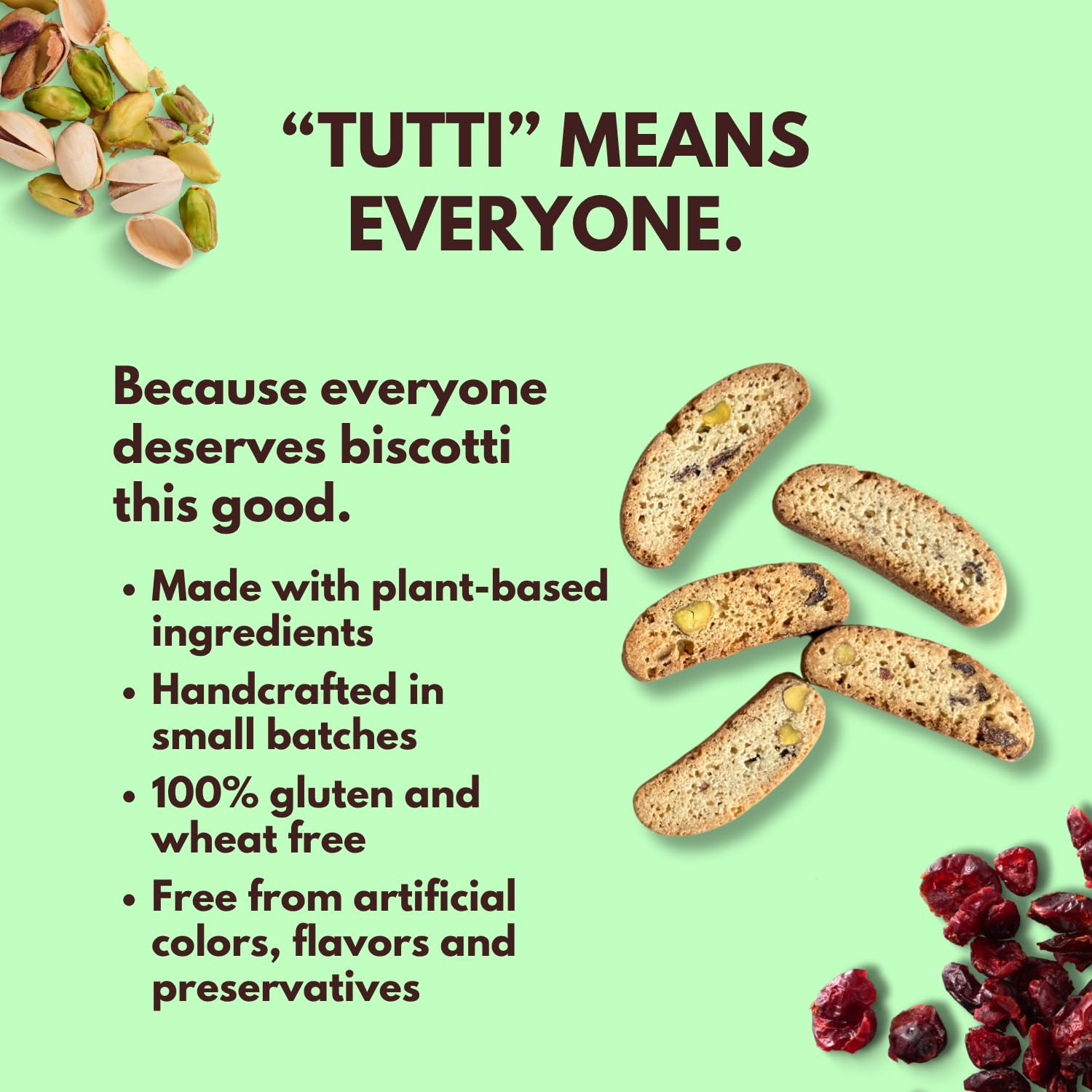 Tutti Gourmet detail of pistachios and cranberries highlighting natural ingredients