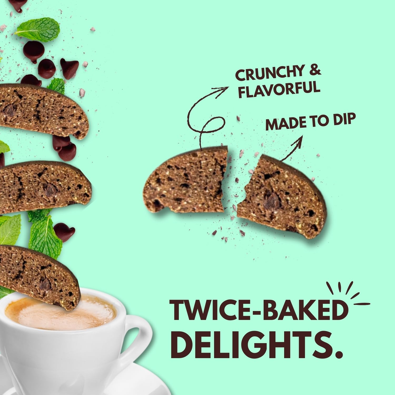 Tutti Gourmet biscotti held in hand for scale, showing realistic portion size