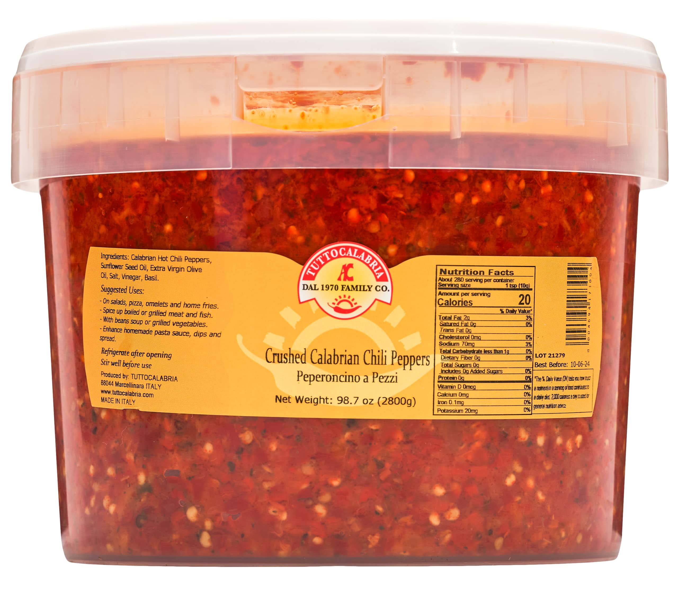 TUTTOCALABRIA front jar label showing authentic Italian branding and product clarity benefits