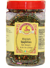 TUTTOCALABRIA open jar close-up of seasoning texture highlighting dried chili and herbs freshness