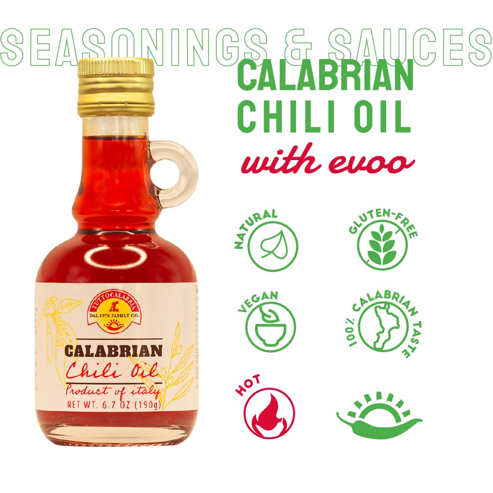 TUTTOCALABRIA label close-up highlighting Calabrian chili infusion and premium quality
