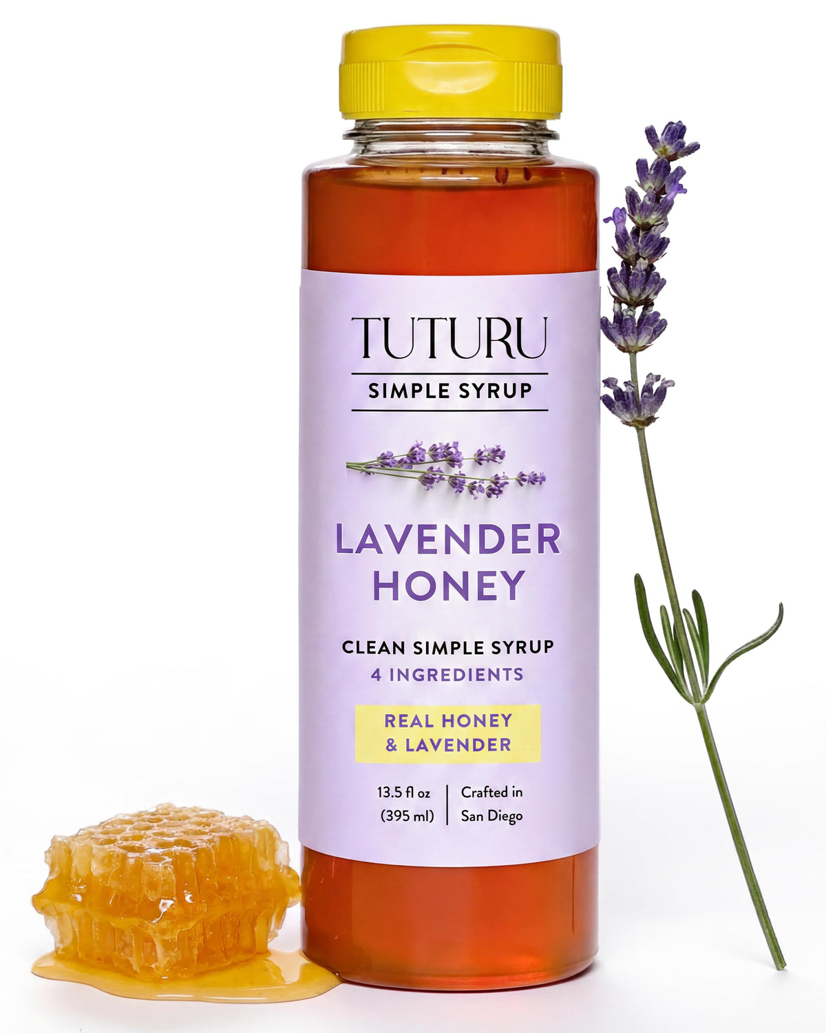 TUTURU Botanical Coffee front bottle view showing lavender honey syrup and premium look