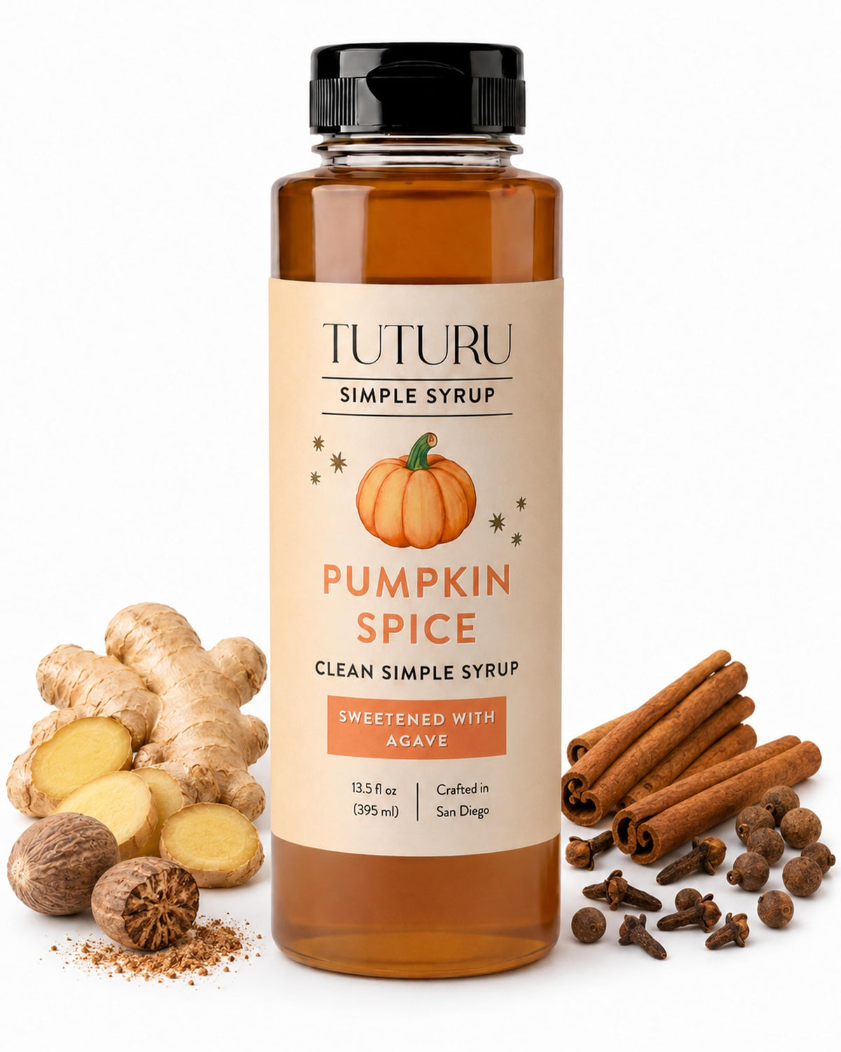 TUTURU Botanical Coffee front label view showing pumpkin spice syrup benefits