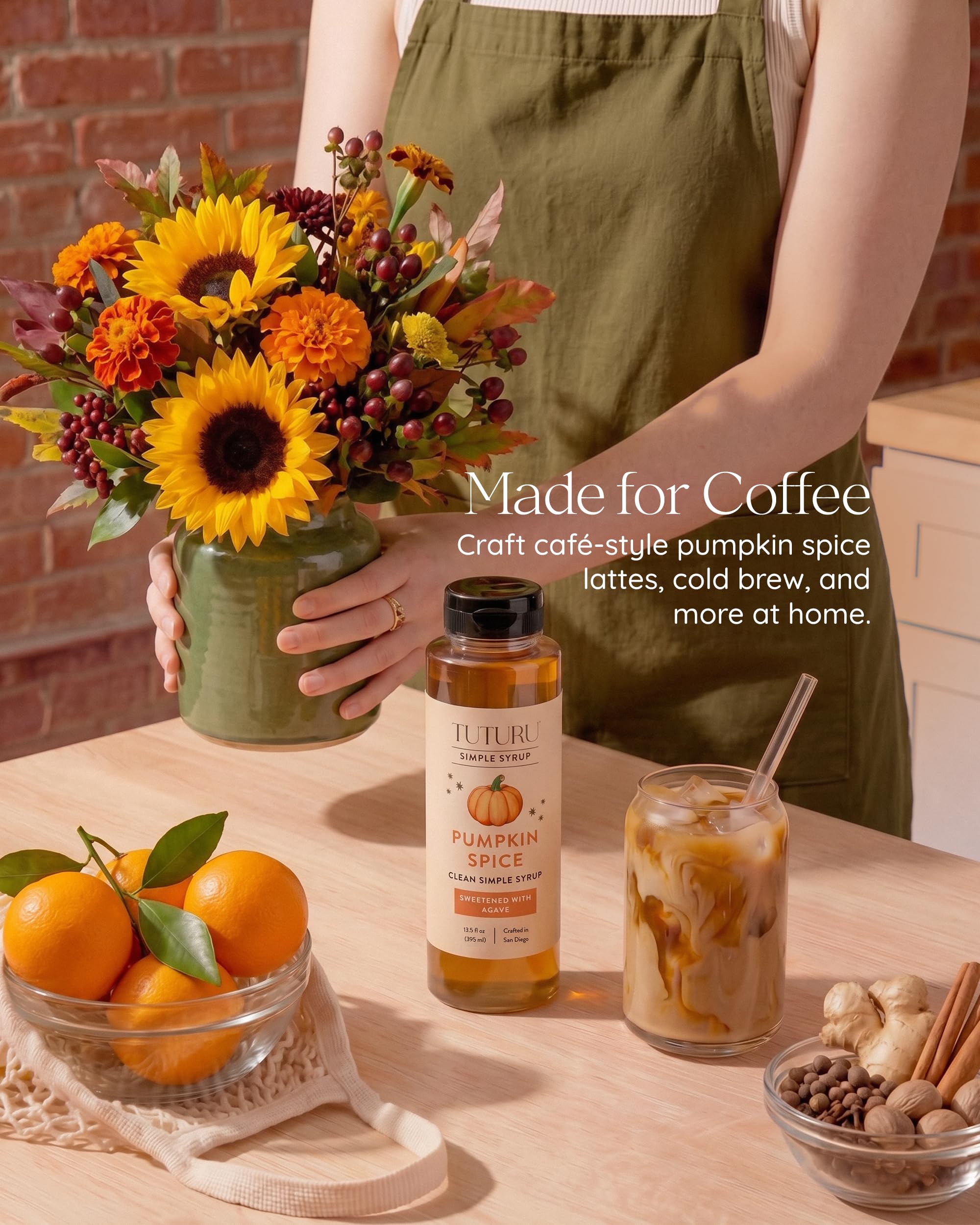 TUTURU Botanical Coffee drizzled on latte creating seasonal aroma and balanced sweetness