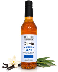 TUTURU bottle front view showing 36 oz vanilla syrup and label benefits