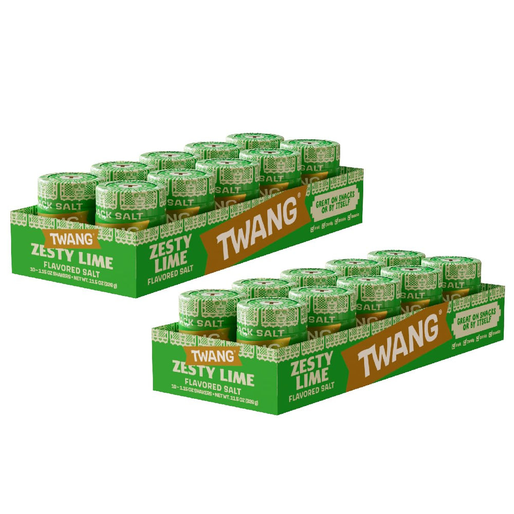Twang lime front packaging showing shaker and vibrant label for quick identification and flavor boost