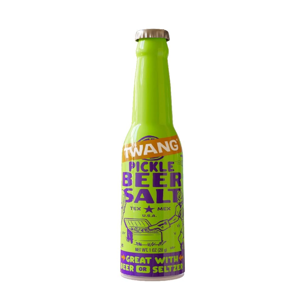 Twang shaker rimming a beer bottle showing a savory pickle-flavored edge benefit