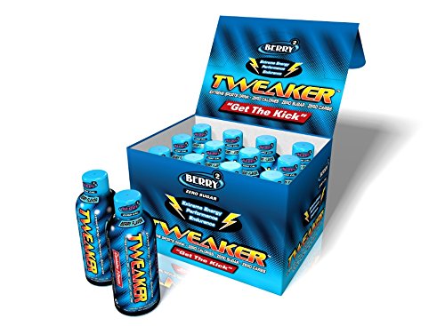 Tweaker bottle front view showing berry label and compact energy boost