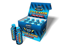 Tweaker bottle front view showing berry label and compact energy boost