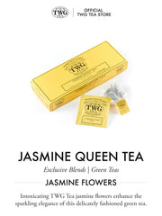 TWG Jasmine Queen brewed cup with clear floral liquor showcasing bright green-tea clarity