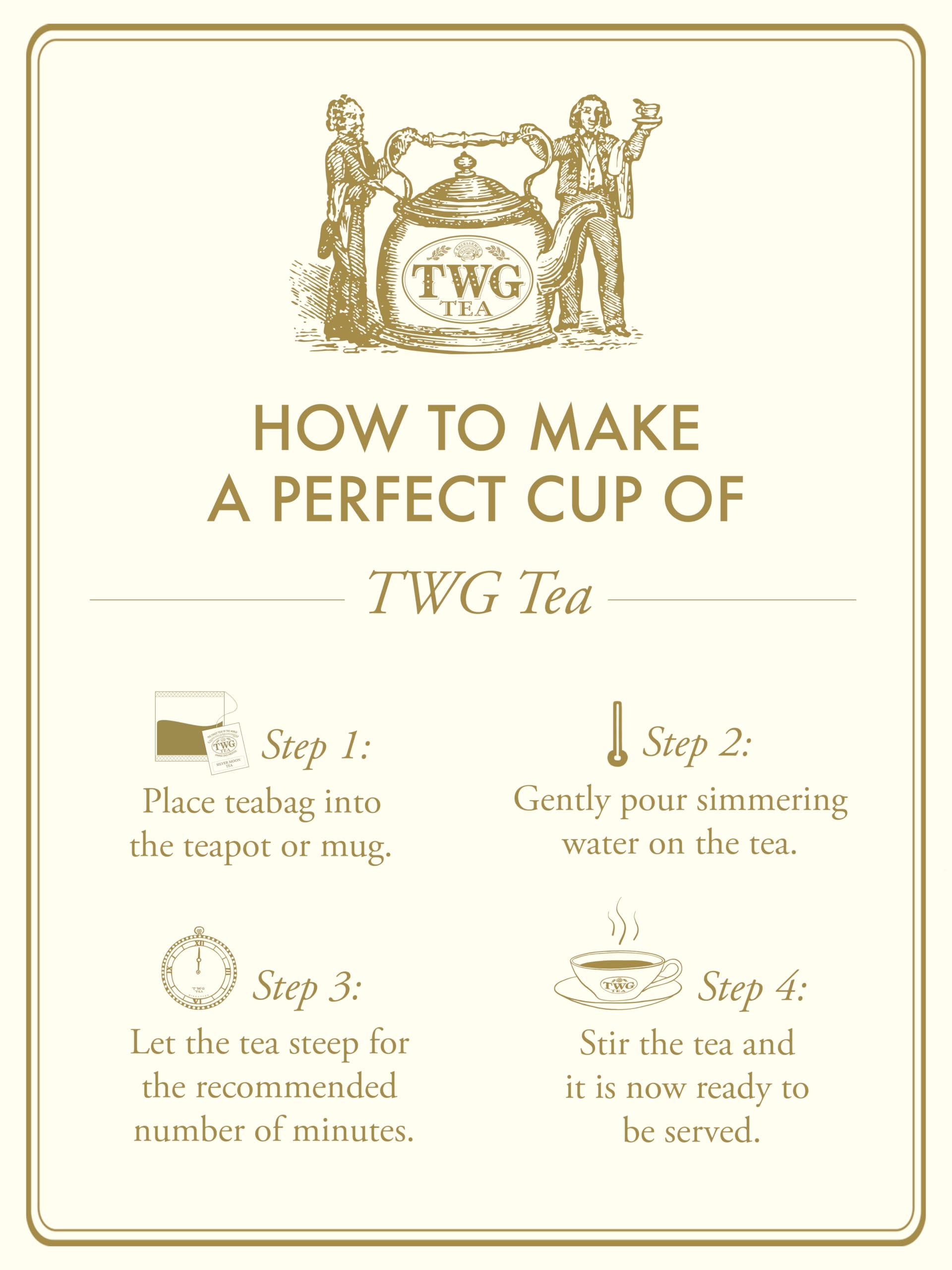 TWG tea being poured into a cup showcasing rich colour and aroma
