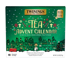 Twinings advent calendar front packaging showing festive design and gift-ready box benefits