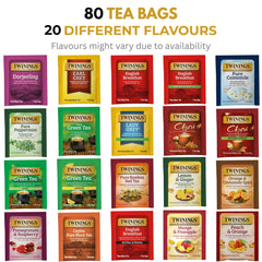 Twinings box open with neatly arranged tea bags for easy selection