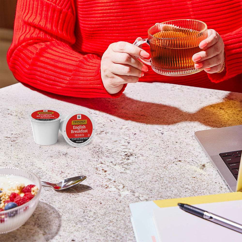 Twinings brewed cup in a mug demonstrating rich color and satisfying warmth