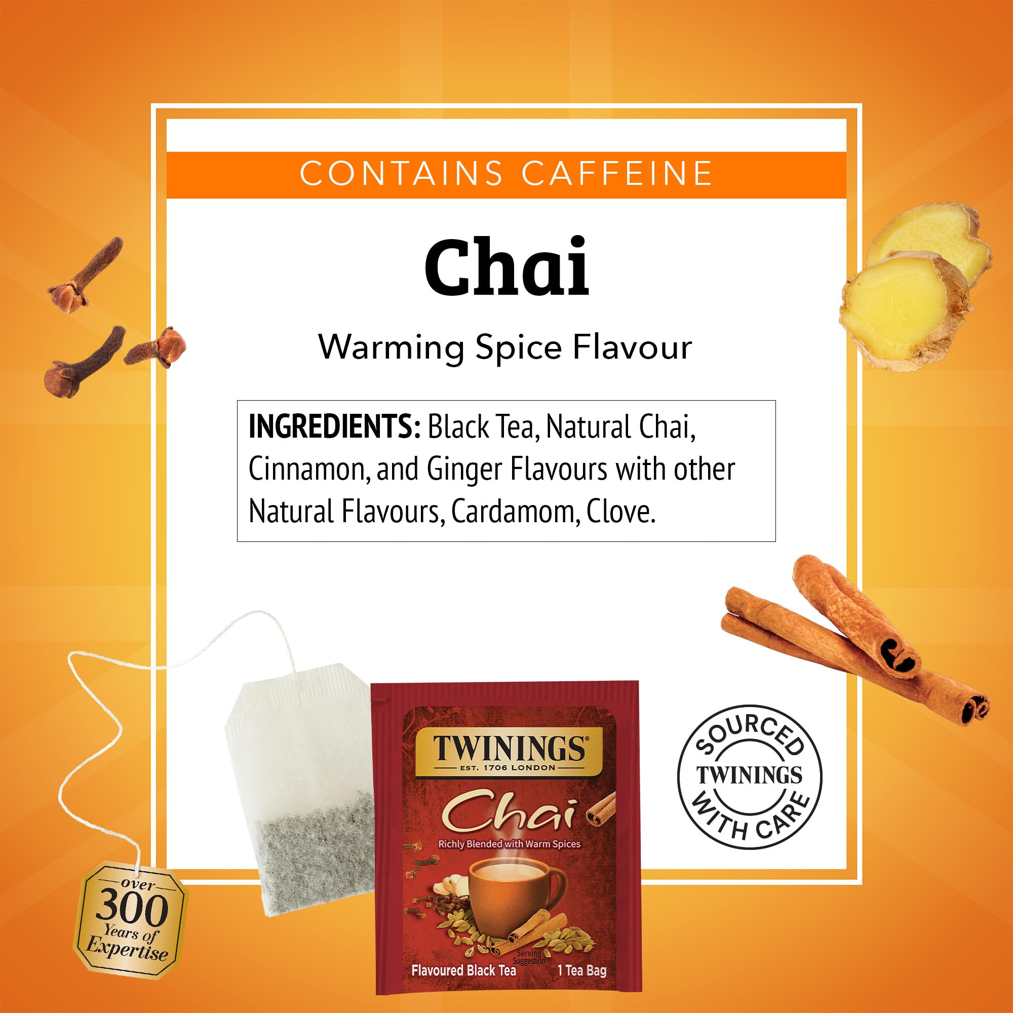 Twinings brewed hot chai cup steaming, highlighting comforting aroma benefit