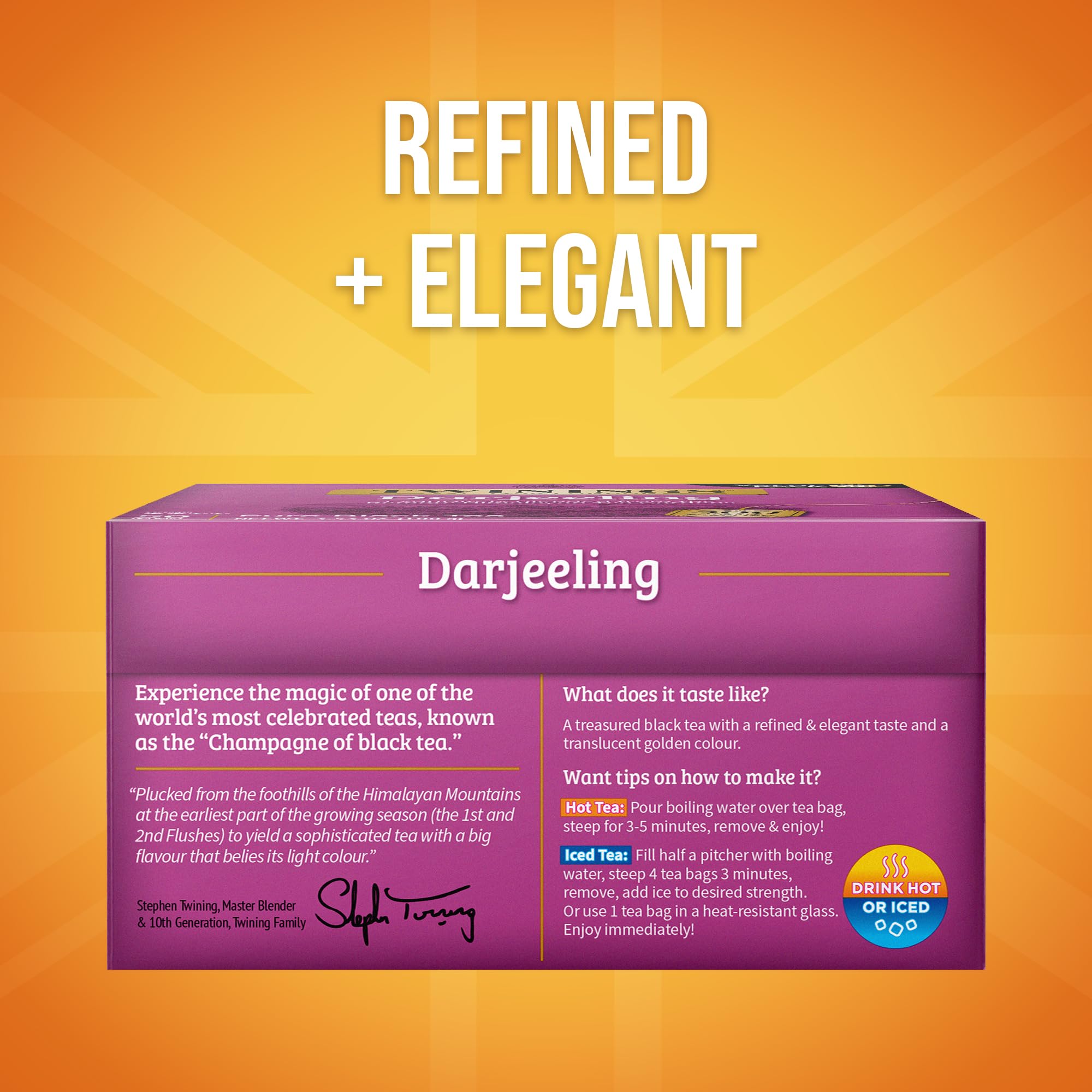 Twinings Darjeeling individually wrapped sachet close-up preserving freshness